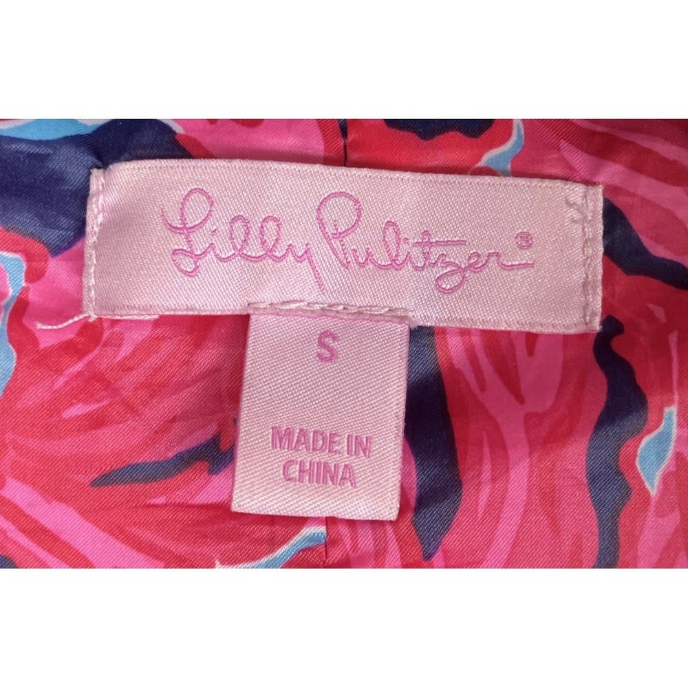 Lilly Pulitzer Down Puffer Vest Navy Blue w/Floral Lining Full Zip Women's Small - Picture 3 of 12